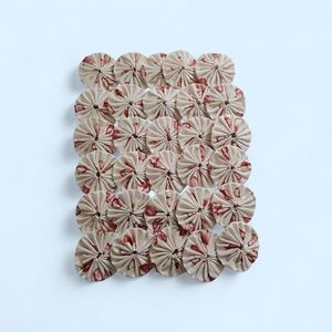 Hand Sewn Fabric Yo Yos, Light Pink Strawberry Set (30)